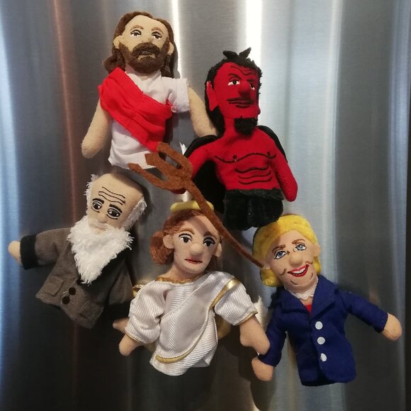 Unemployed Philosophers Finger Puppet Jesus Angel Hillary Clinton Darwin & devil - Picture 3 of 10